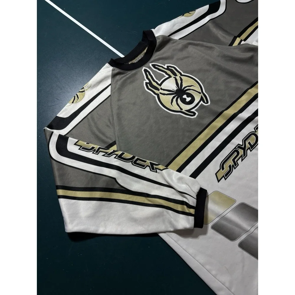 Vintage Spyder Paintball Jersey Men Large Black Silver Double Sided Airsoft Rare